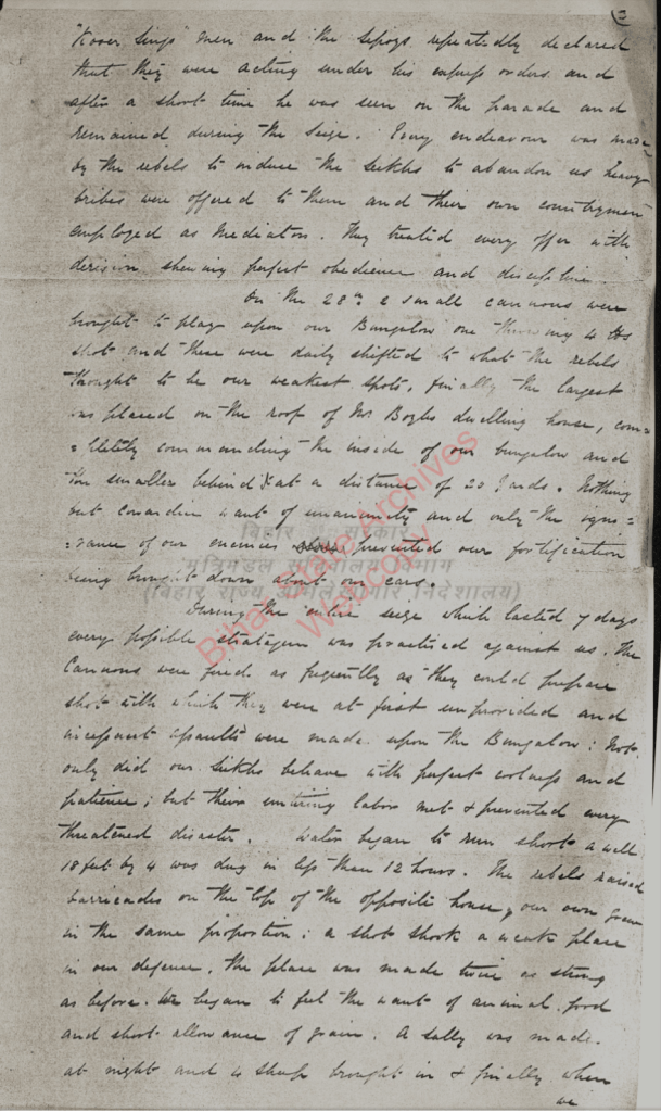 A historical handwritten document containing text about a specific event, written in a cursive style on faded paper. The text discusses observations and decisions made during the event, with some parts crossed out or annotated, indicating edits or corrections.